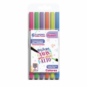 Marcadores Lettering Doble Punta Power Fluorescente FLOWER POWER X 6 Uds
