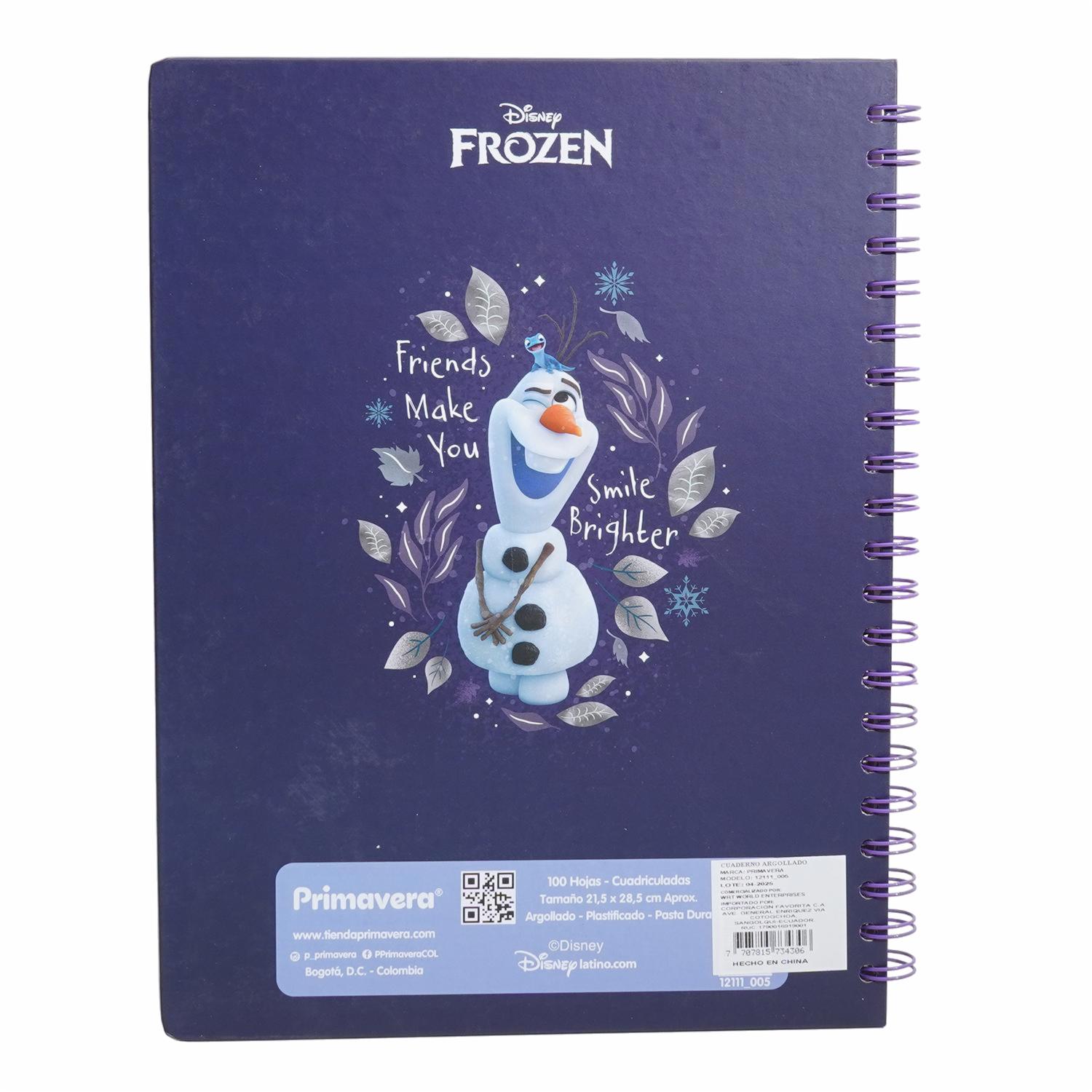 Cuaderno Argollado Cuadros Frozen 2 PRIMAVERA 100 Hojas