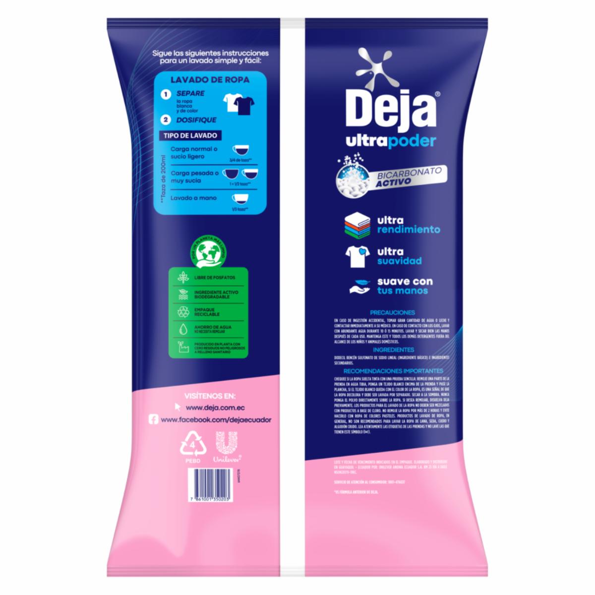 Detergente En Polvo Brisa Primavera Con Suavizante + Bicarbonato DEJA 5 Kg - Imagen 2