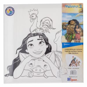 Lienzo Preimpreso Pinta Números Diseño Moana DISNEY 30X30 Cm