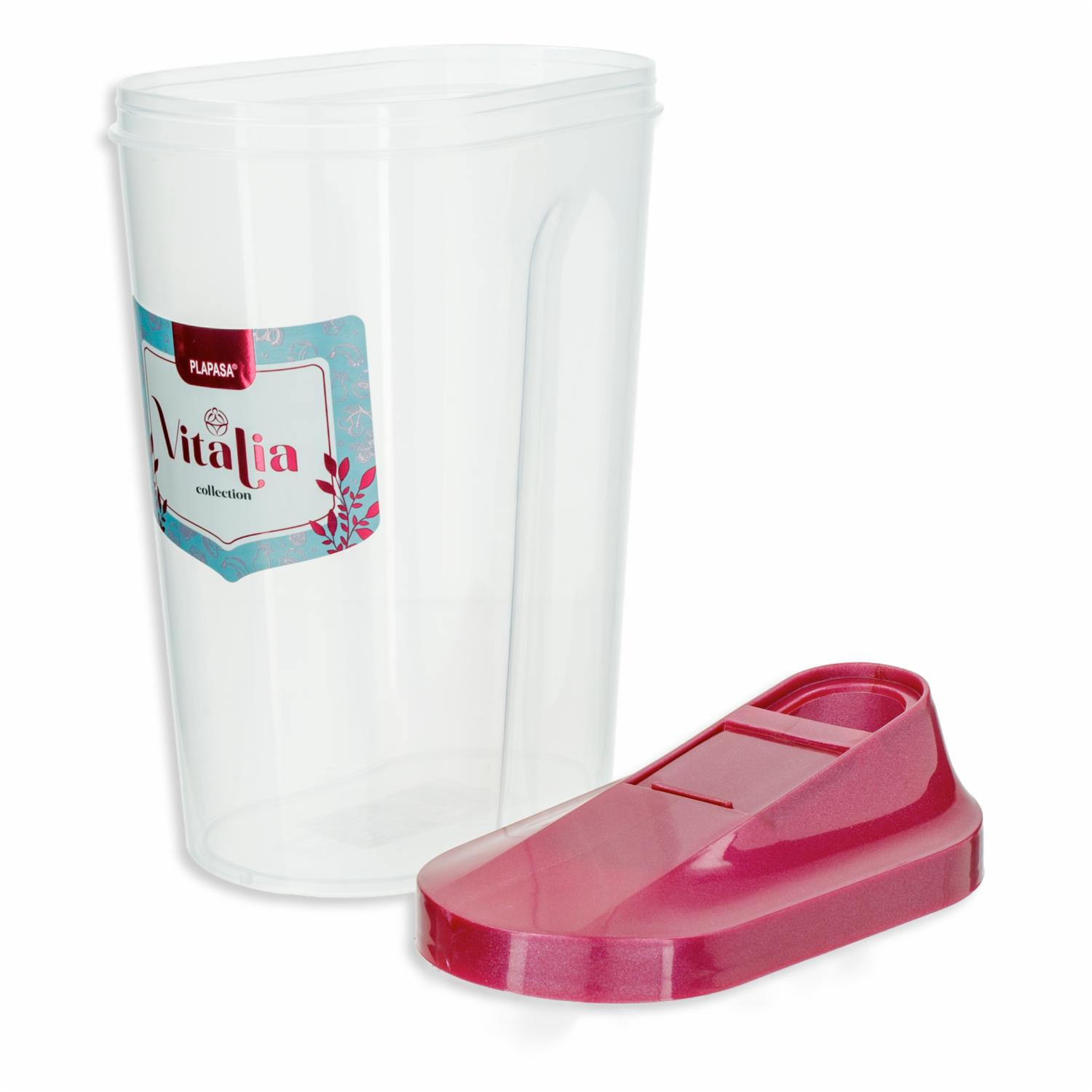 Pomo Dispensador Mediano Con Tapa Burdeos Perlado Vitalia PLAPASA 1.5 Litros - Imagen 2