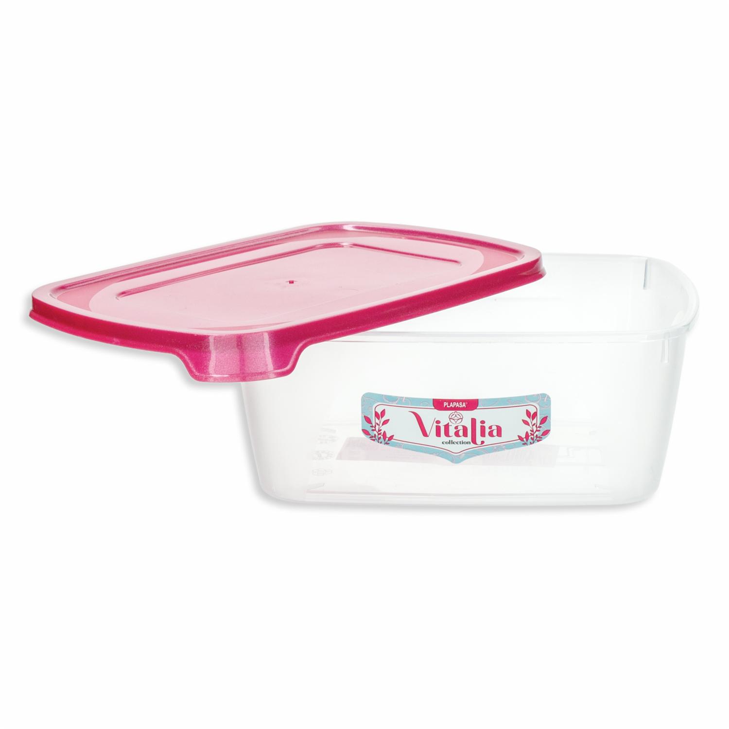 Repostero Foodkeeper Rectangular N1 Con Tapa Burdeos Perlado Vitalia PLAPASA 0.6 Litros - Imagen 2