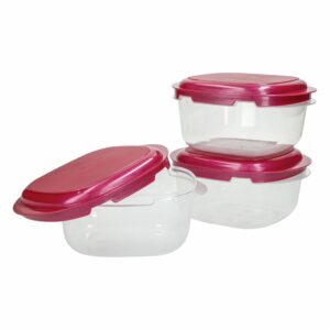 Set Reposteros Set X3 Lunchkeeper Con Tapa Burdeos Perlado Vitalia PLAPASA 3X1 Litros