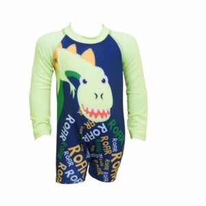 Traje De Baño Dino Entero Con Cierre Cuello Redondo Mangas Largas ACTITUD