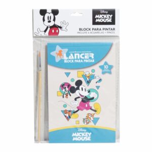 Block Para Pintar Diseños Mickey 6 Acuarelas + Pincel DISNEY 10 Hojas