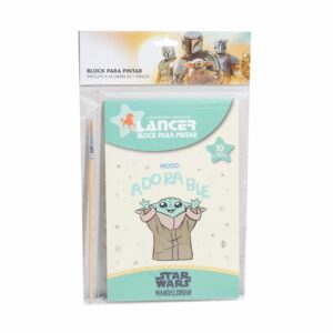 Block Para Pintar Diseños Mandalorian 6 Acuarelas + Pincel DISNEY 10 Hojas