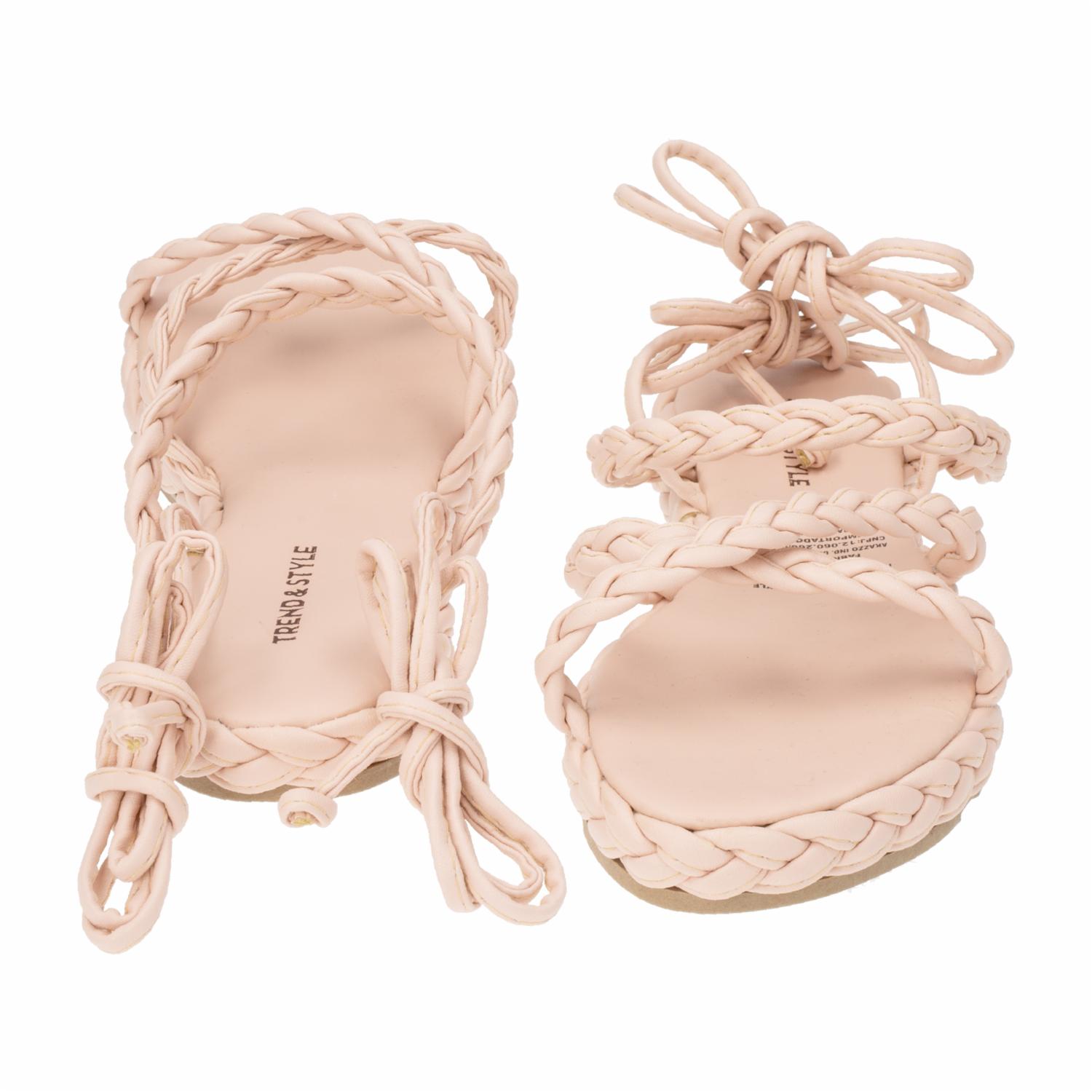 Sandalia Flat Base Trenza Tiras Nude TREND & STYLE - Imagen 3