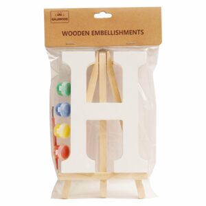 Set Letra H Madera Blanca Con Acuarelas BABY CRAFT 15X1.2 Cm