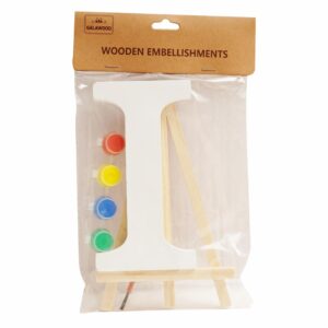 Set Letra I Madera Blanca Con Acuarelas BABY CRAFT 15X1.2 Cm