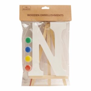 Set Letra N Madera Blanca Con Acuarelas BABY CRAFT 15X1.2 Cm