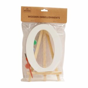 Set Letra O Madera Blanca Con Acuarelas BABY CRAFT 15X1.2 Cm