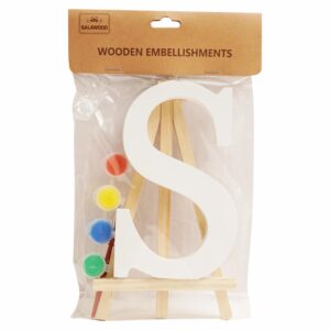 Set Letra S Madera Blanca Con Acuarelas BABY CRAFT 15X1.2 Cm