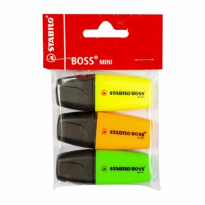 Resaltador Boss Mini Amarillo Verde Naranja STABILO X3 Uds