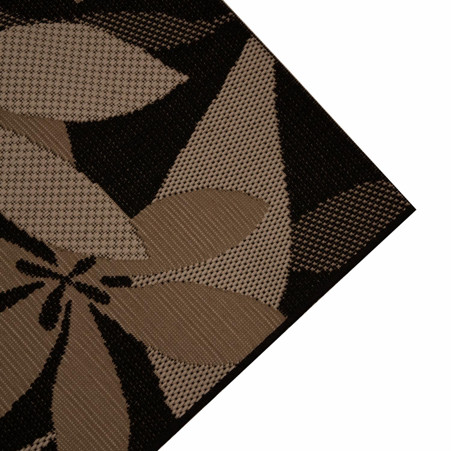Alfombra De Pasillo Palma Flores Negro Beige BALTA 150 x 80
