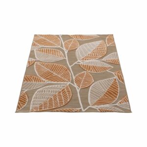 Alfombra De Área Ray Hojas Bicolor Taupe Naranja BALTA 170 x 120