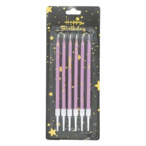 Vela De Cumpleaños Delgada Rosado IMPORTADORA CUMPLEAÑOS X 6 Uds