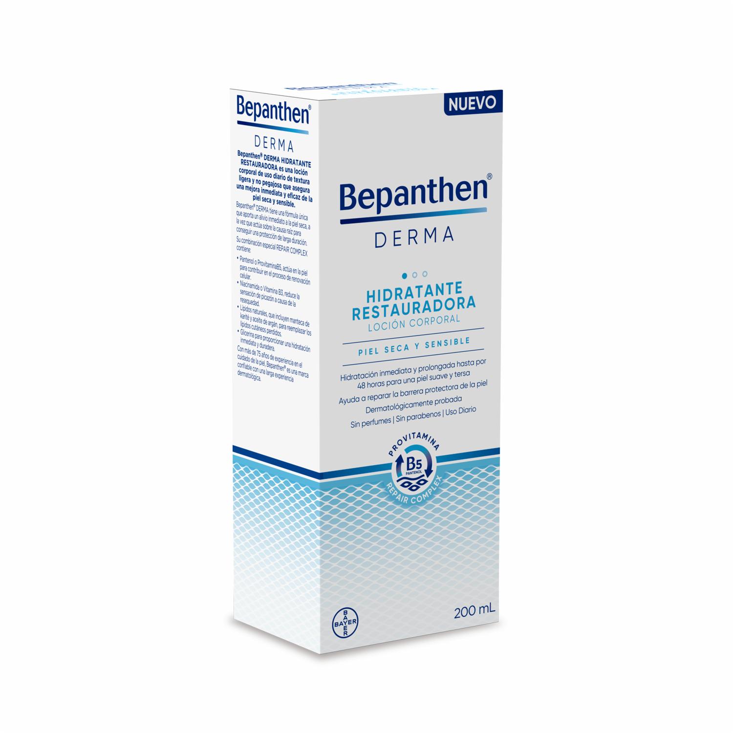 Loción Corporal Hidratante Restauradora Piel Seca Y Sensible BEPANTHEN DERMA 200 Ml - Imagen 3