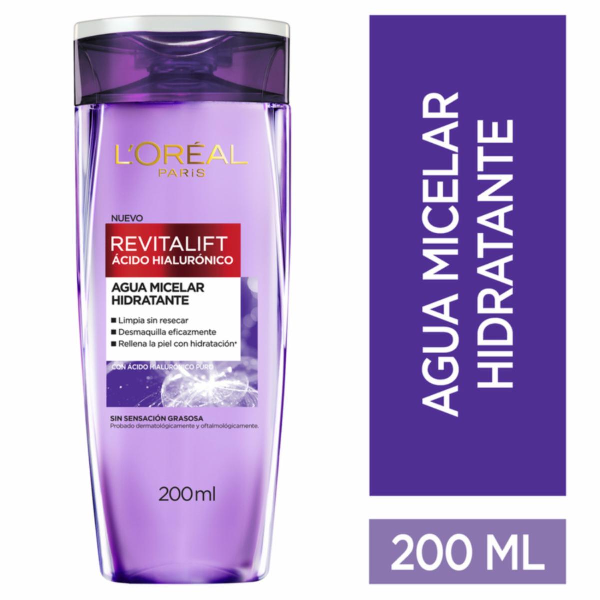 Agua Micelar Hidratante Con Ácido Hialurónico Revitalift L’ORÉAL 200 Ml