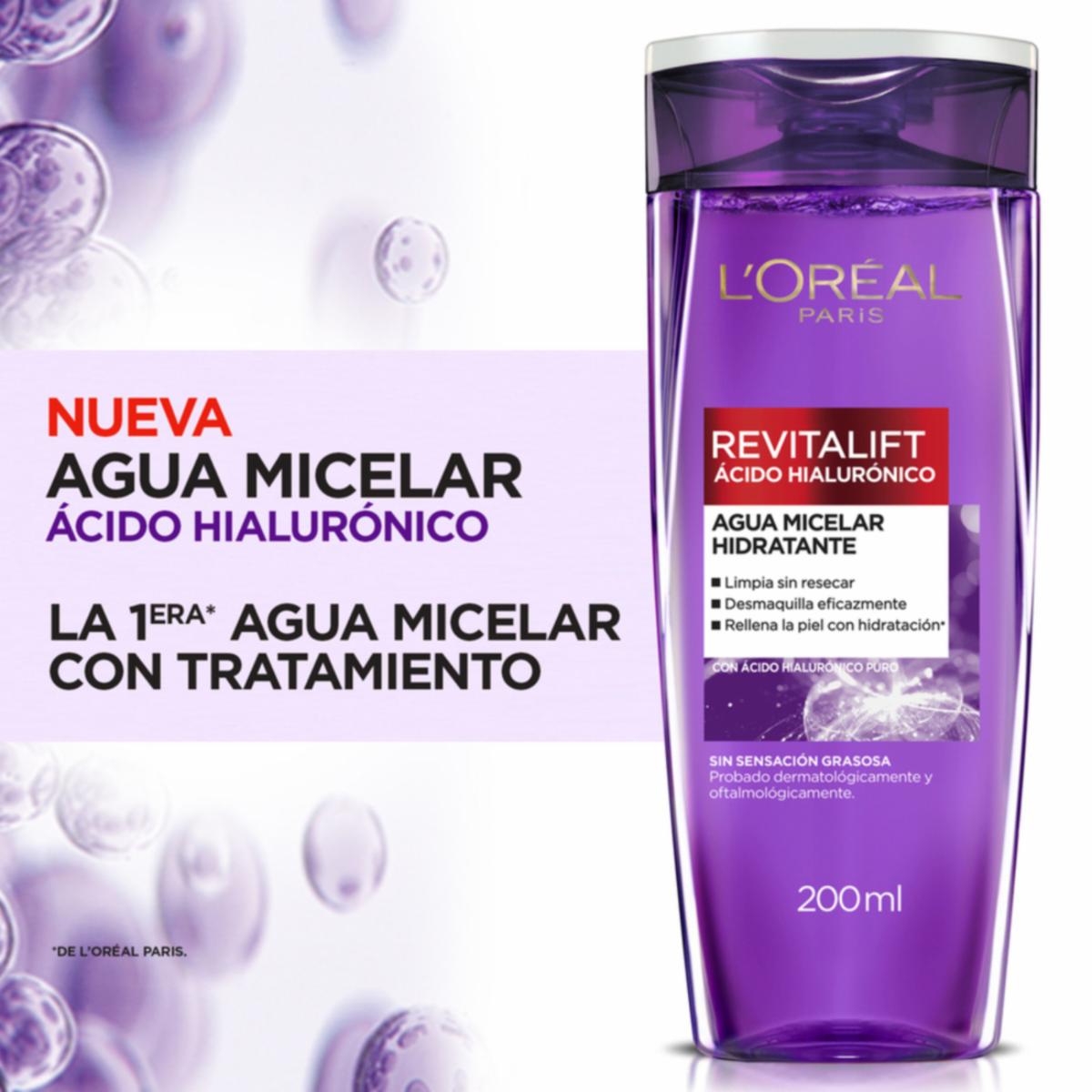 Agua Micelar Hidratante Con Ácido Hialurónico Revitalift L’ORÉAL 200 Ml - Imagen 5