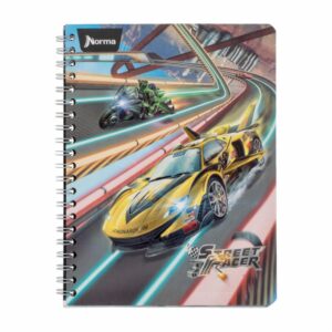 Cuaderno Universitario Do 4 Lineas Street Racer Inserto Pista NORMA 100 Hojas