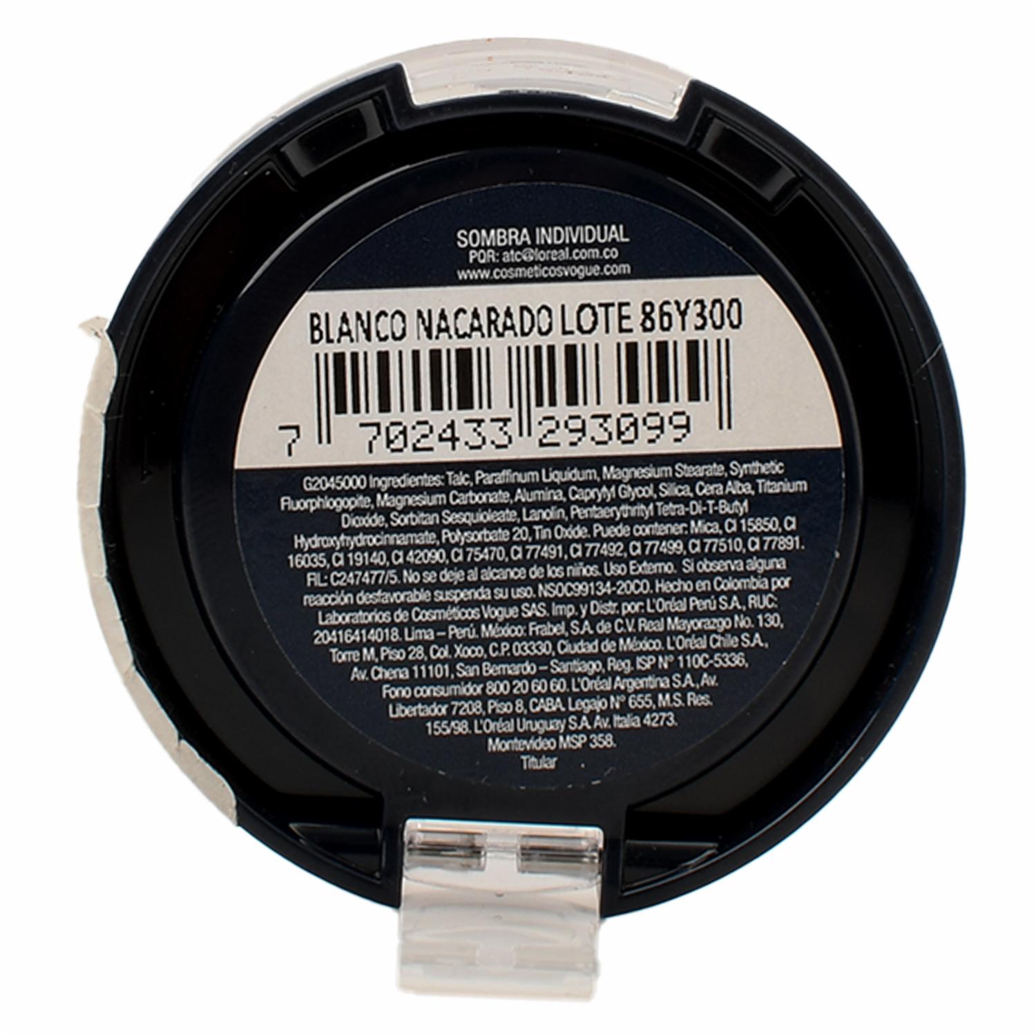 Sombra Para Ojos Individual Blanco Nacarado VOGUE - Imagen 2