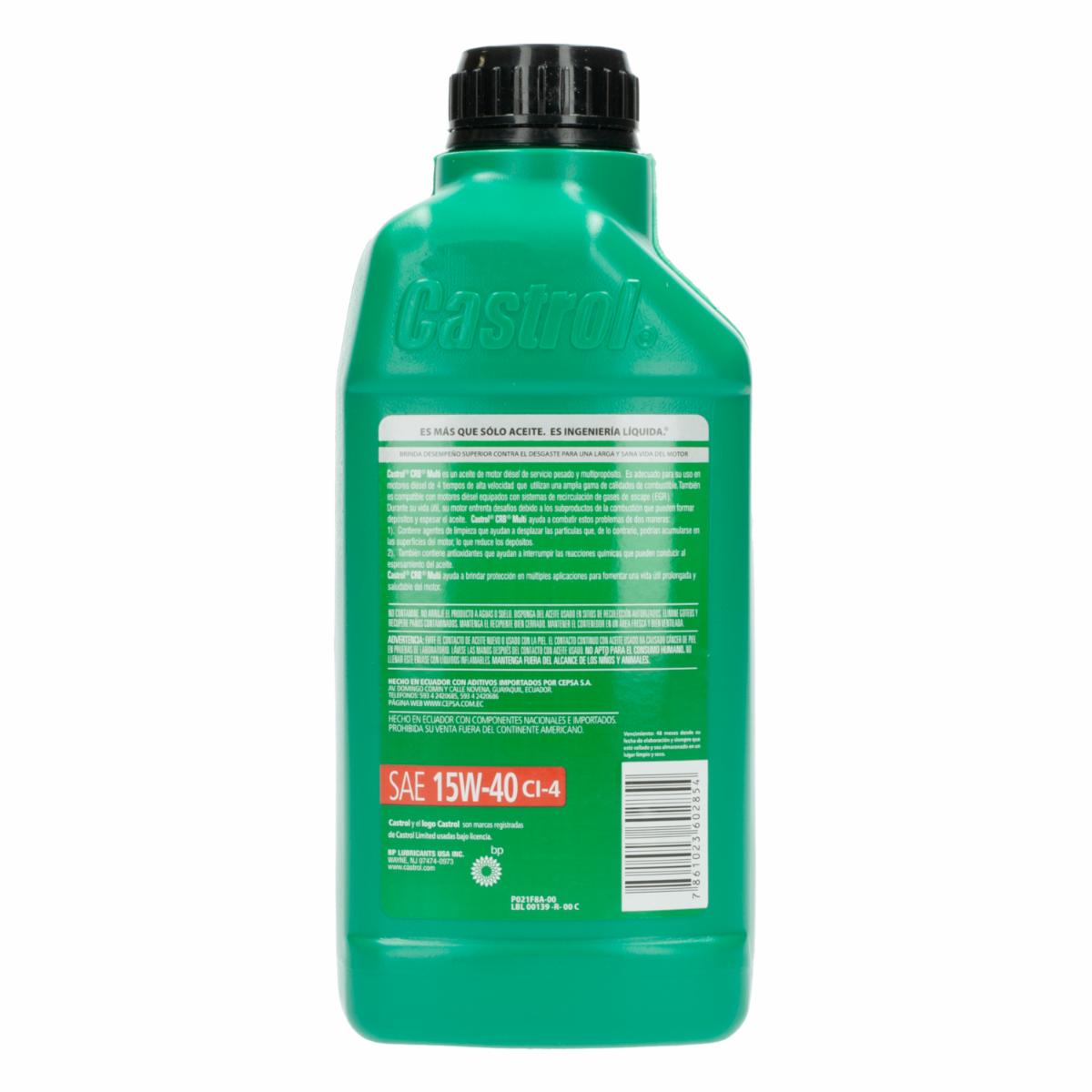Aceite Automotriz Diesel CRB 15W-40 CI-4 CASTROL 946 Ml