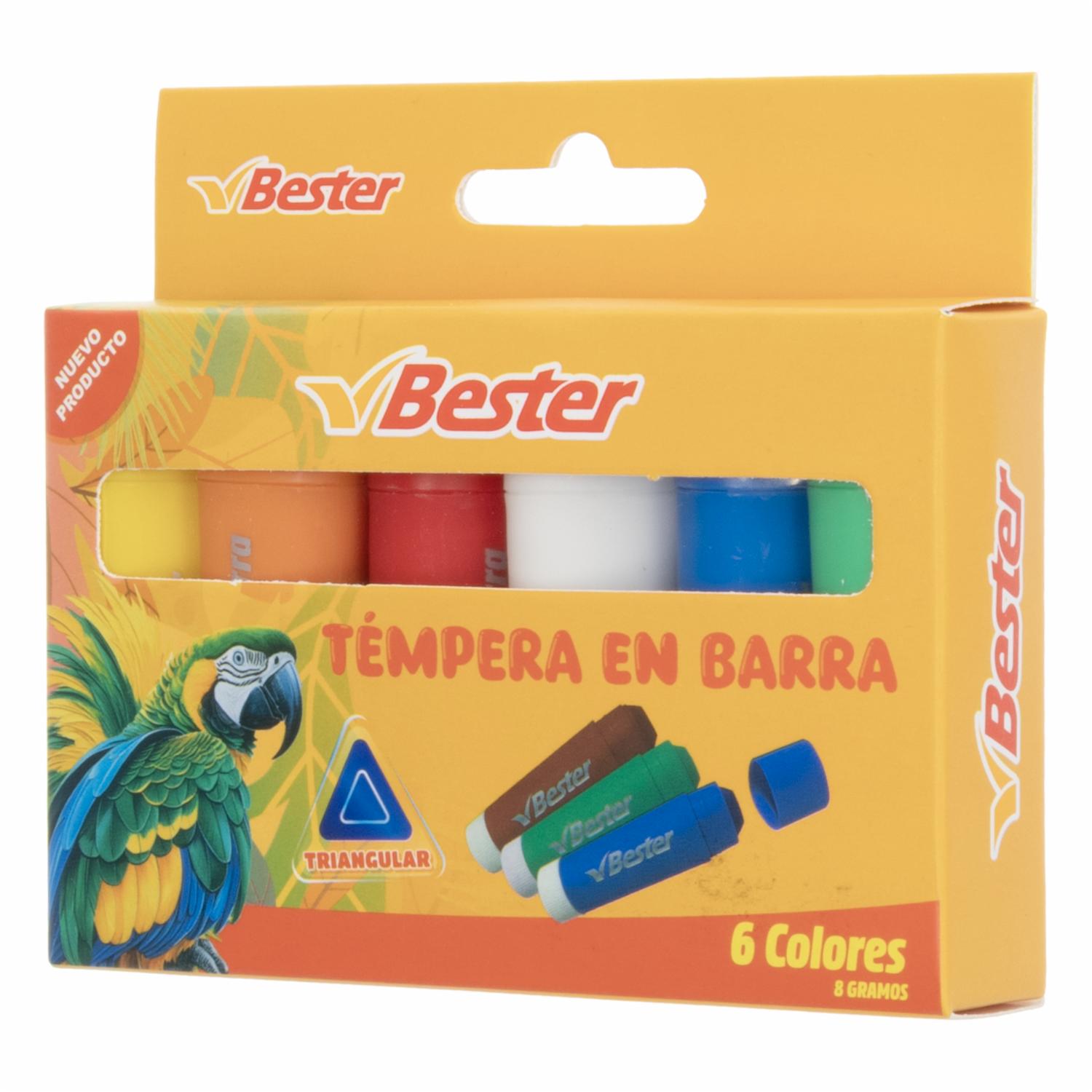 Temperas En Barra Triangular BESTER 6 Piezas