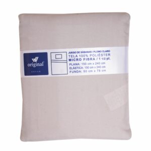 Sábanas Microfibra Twin Plomo Claro LA ORIGINAL 1 1/2 Plazas