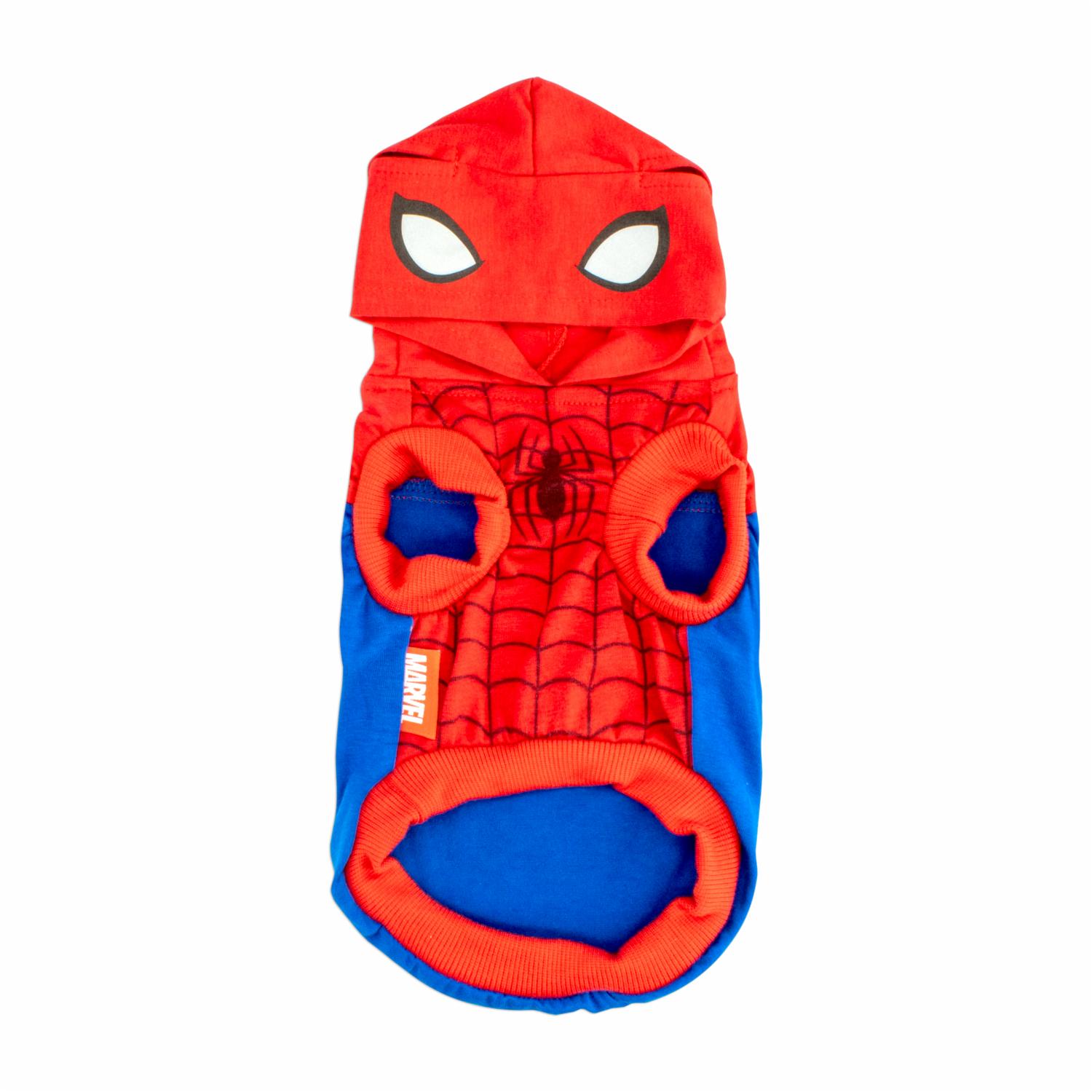 Camiseta Para Mascota Diseño Spiderman Con Capucha Color Rojo MARVEL Talla Extra Grande