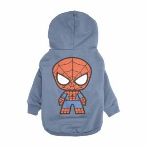 Chompa Para Mascota Con Capucha Diseño Spiderman Color Azul MARVEL Talla Mediano