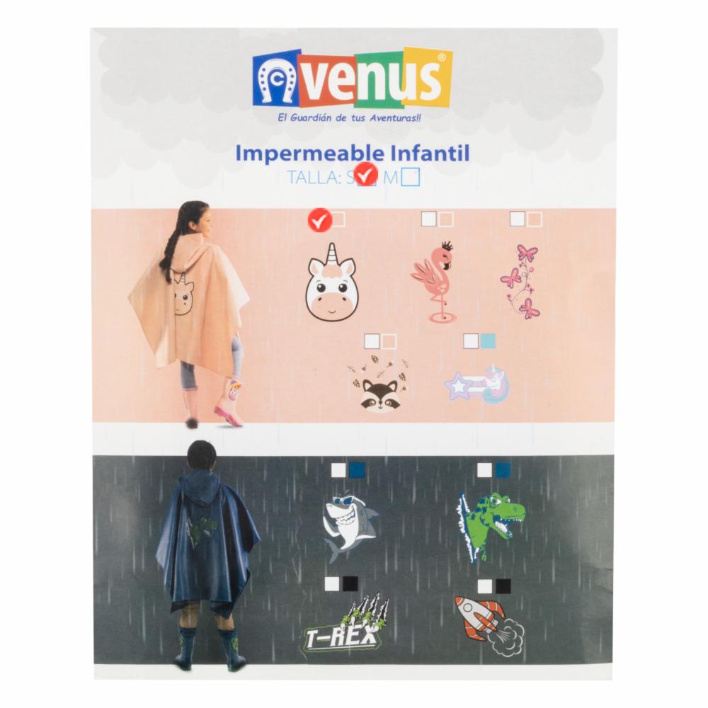 Capa Impermeable Diseño Monarca Rosado VENUS Talla Pequeño - Imagen 3