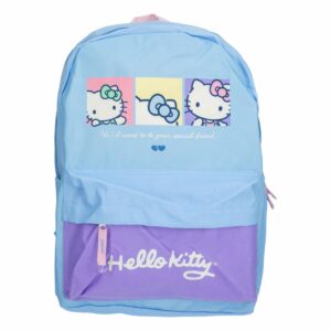 Mochila Escolar Diseño Hello Kitty Celeste MOZIONI 40X28X12 Cm