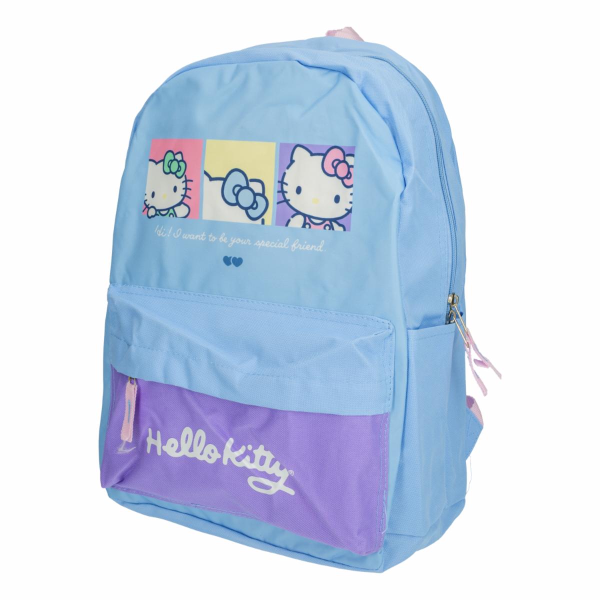 Mochila Escolar Diseño Hello Kitty Celeste MOZIONI 40X28X12 Cm