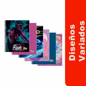 Cuaderno Universitario De 1 Línea Argollado FLIX 100 Hojas