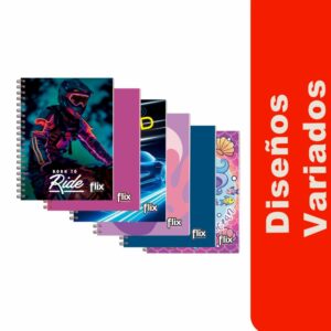 Cuaderno Universitario De 2 Líneas Argollado FLIX 100 Hojas