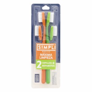 Cepillo Dental Cerda Media Máxima Limpieza + 2 Repuestos SIMPLI X 2 Uds