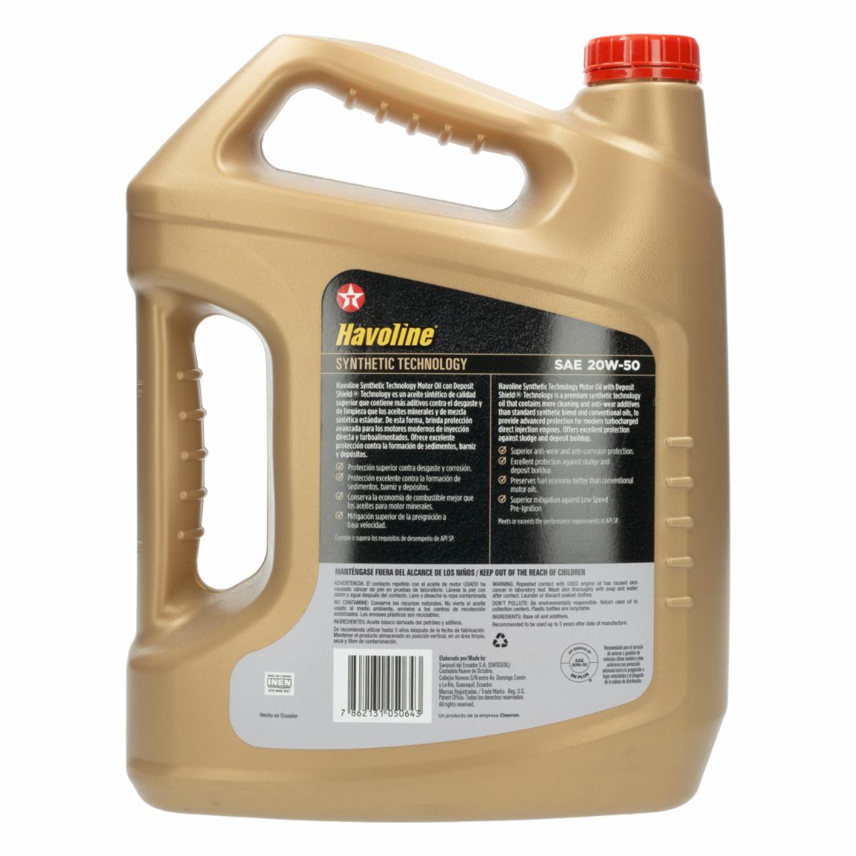 Aceite Automotriz Sintético SAE 20W-50 API SP HAVOLINE 1 Galón