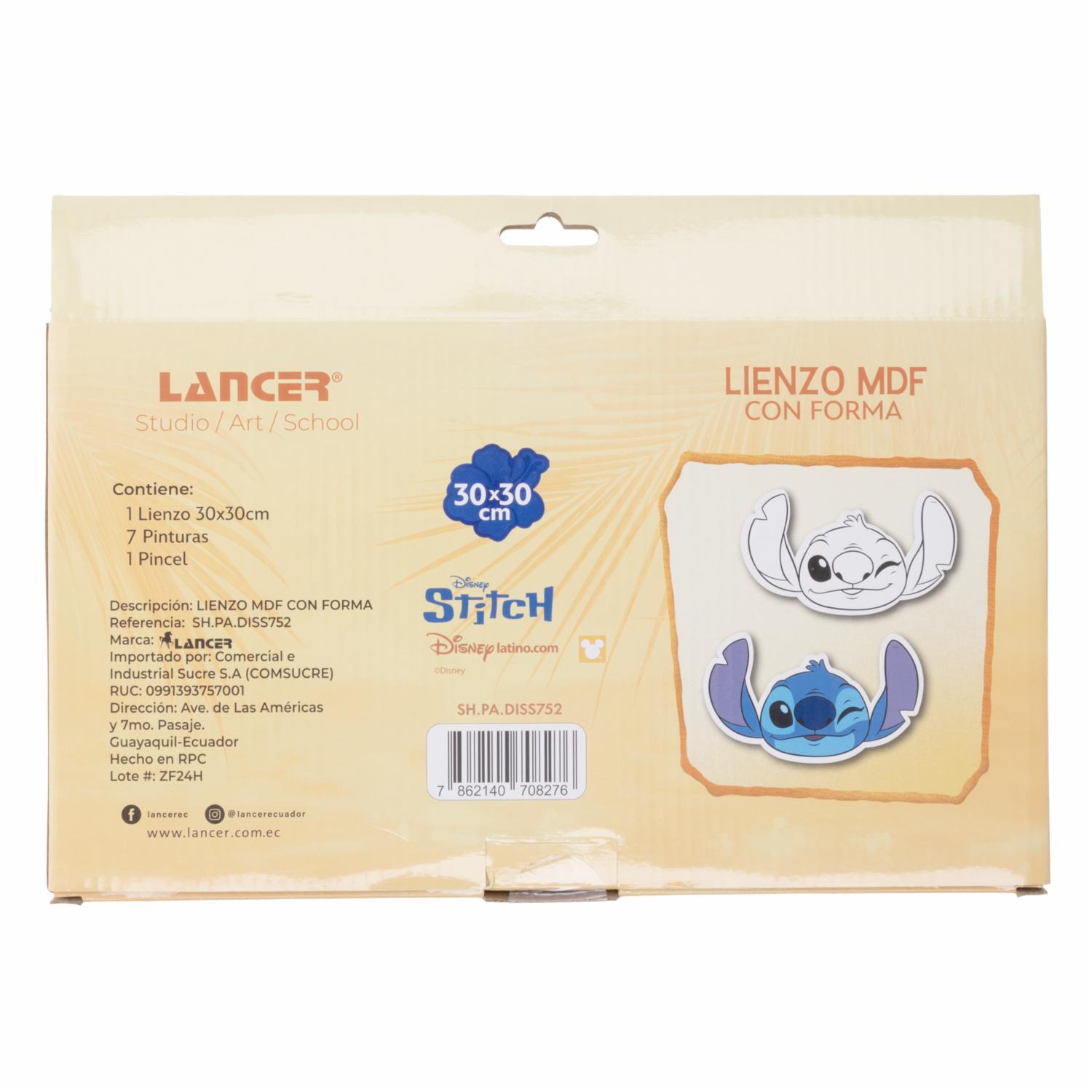 Set Lienzo Mdf Stitch Con Pintura Y Pincel LANCER 30X30 CM