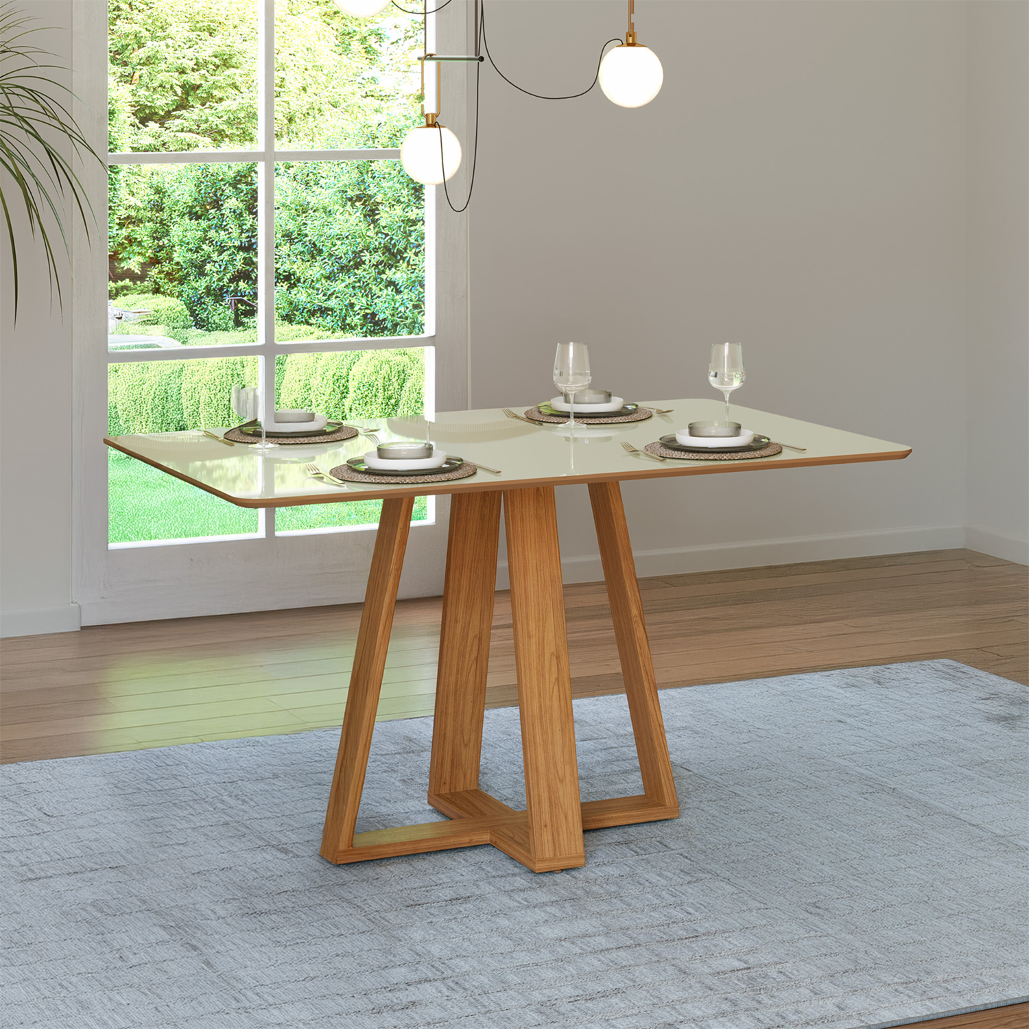 Mesa De Comedor Modelo Tm86 Wj Blanquecino Freijo DALLA COSTA Mdf