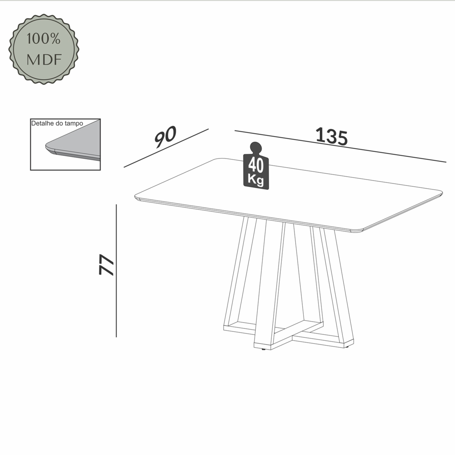 Mesa De Comedor Modelo Tm86 Wj Blanquecino Freijo DALLA COSTA Mdf