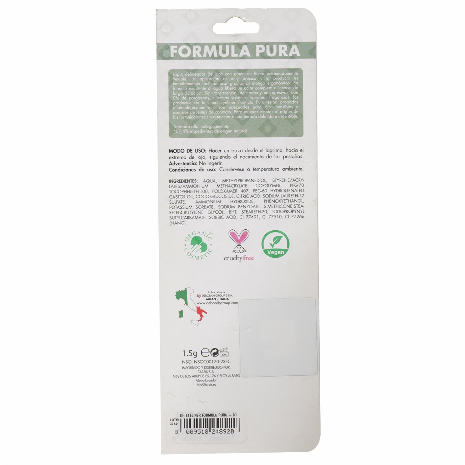 Delineador De Ojos Plumón Fórmula Pura Negro DEBORAH MILANO 1,50 Ml - Imagen 2