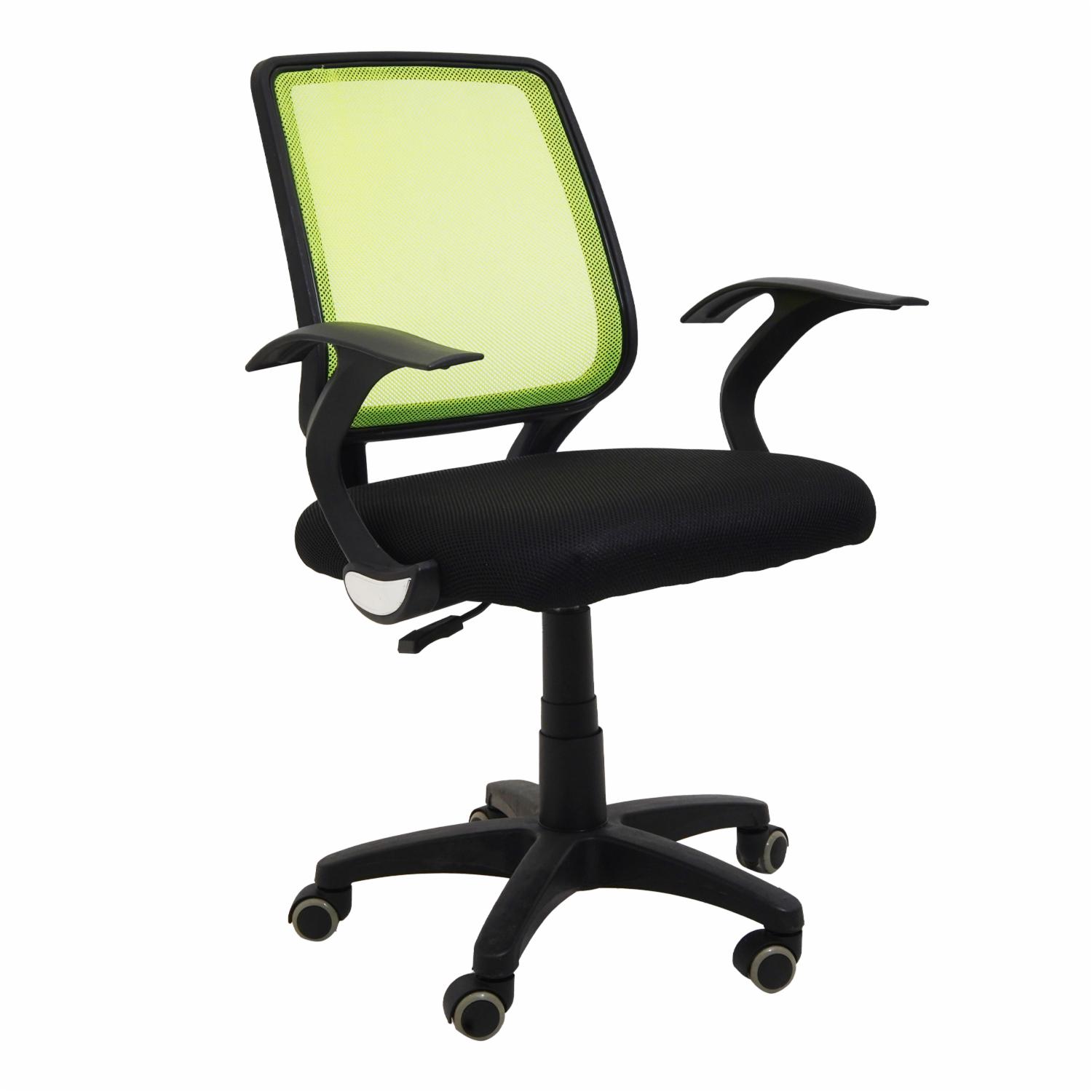 Silla De Oficina Negra Con Espaldar Verde FREE HOME Textil