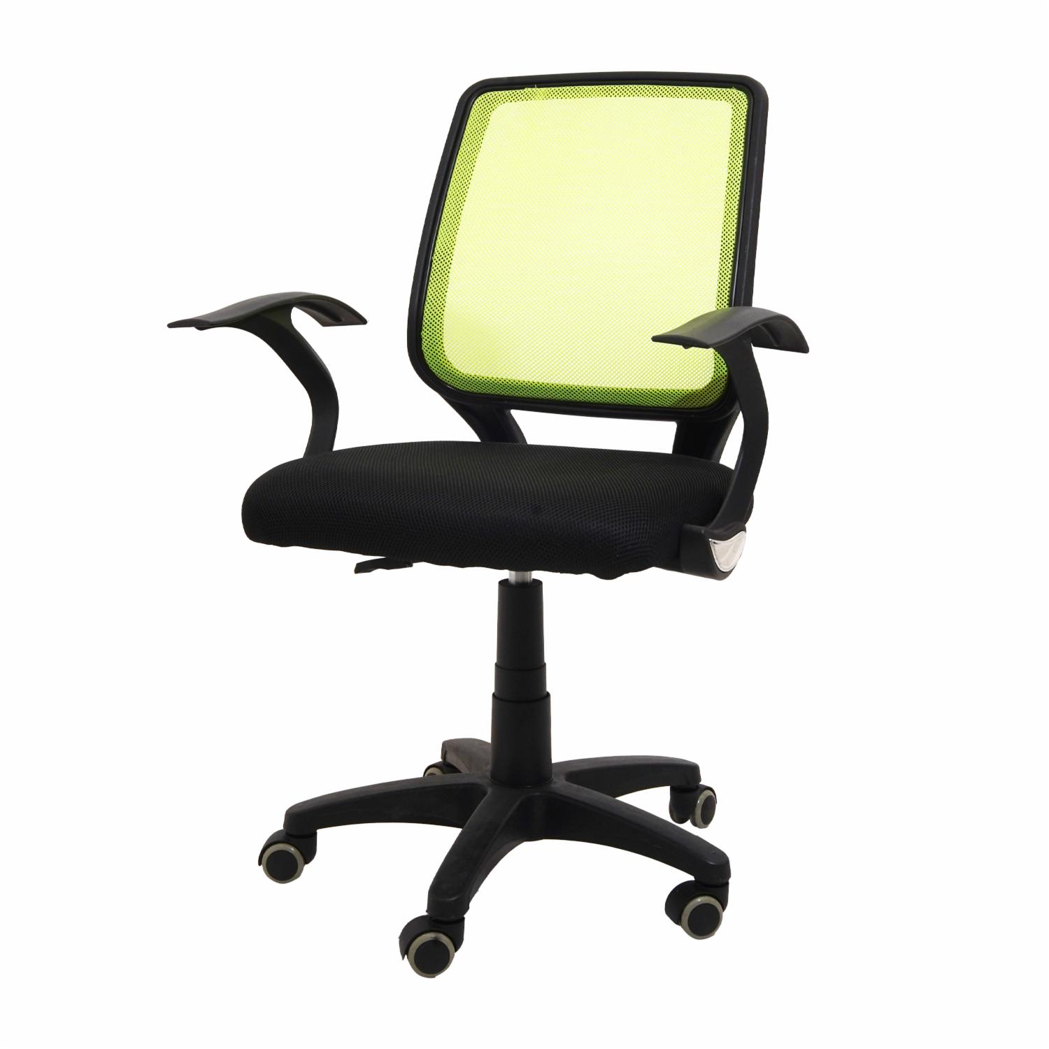 Silla De Oficina Negra Con Espaldar Verde FREE HOME Textil