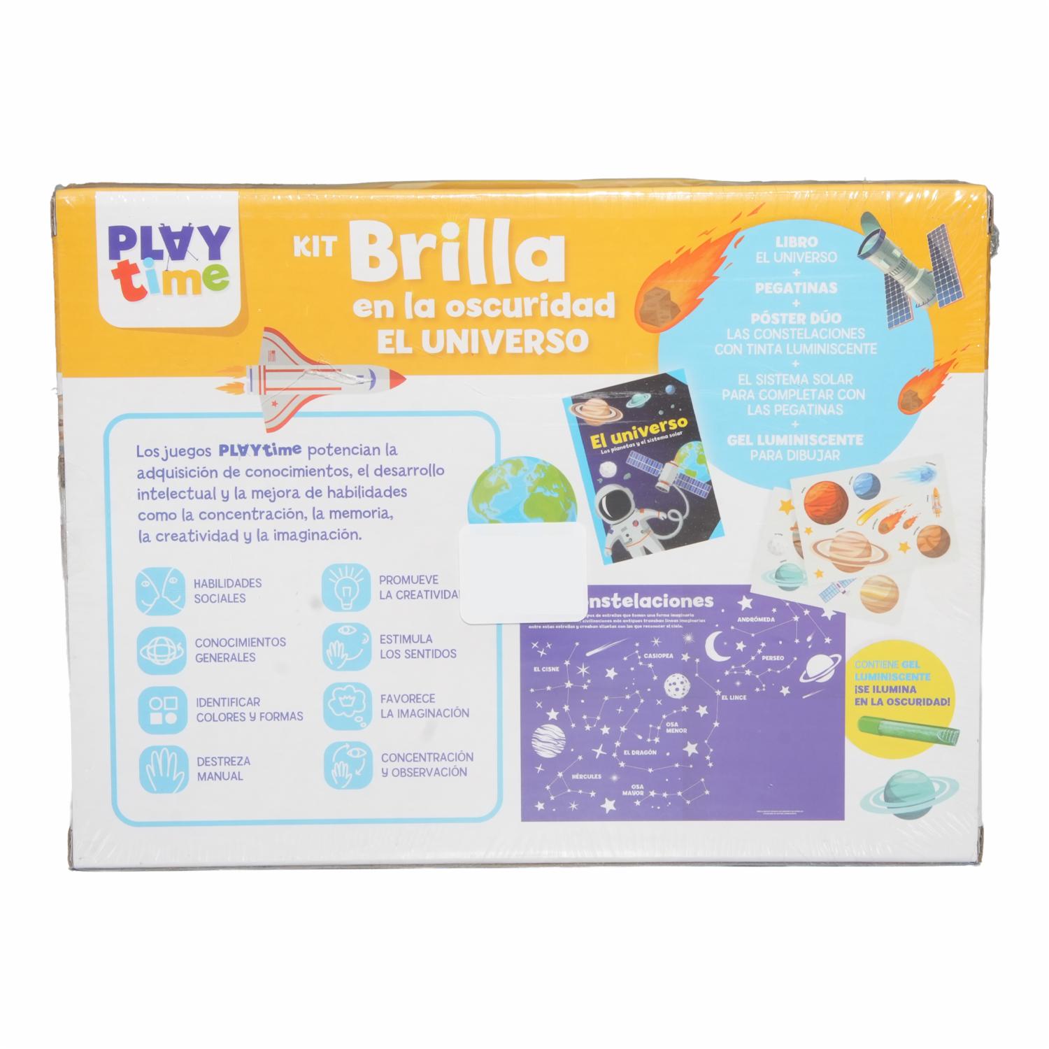 Libro Kit Brilla En La Oscuridad Universo PLAY TIME 12 Páginas