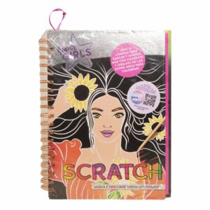 Libro Super Girls Neon Scratch Art IMAGILAND 44 Páginas