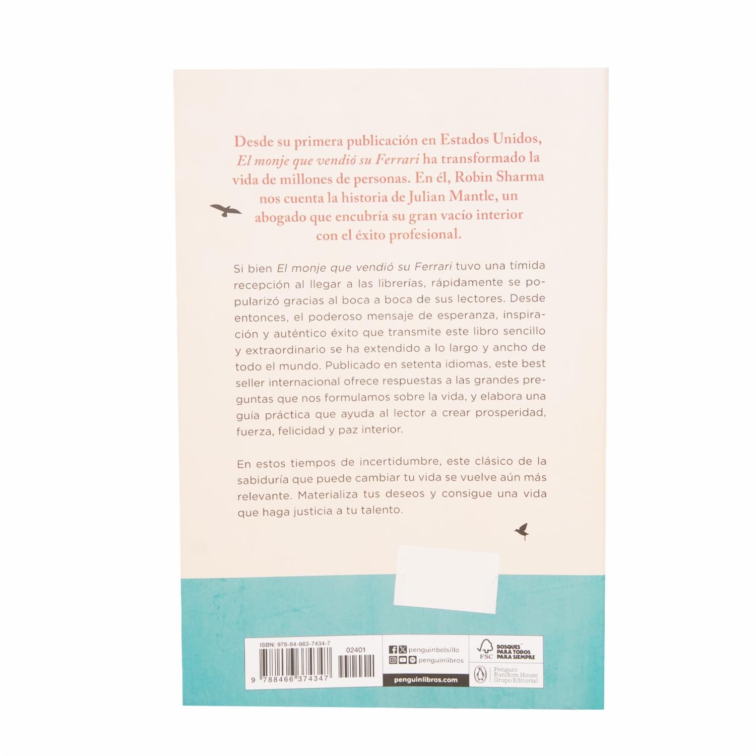 Libro El Monje Que Vendio Su Ferrari DEBOLSILLO 209 Páginas