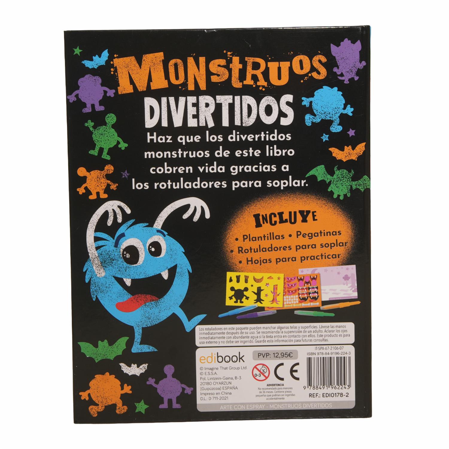 Libro Set Arte Con Espray Monstruos Divertidos EDIBOOK 48 Páginas