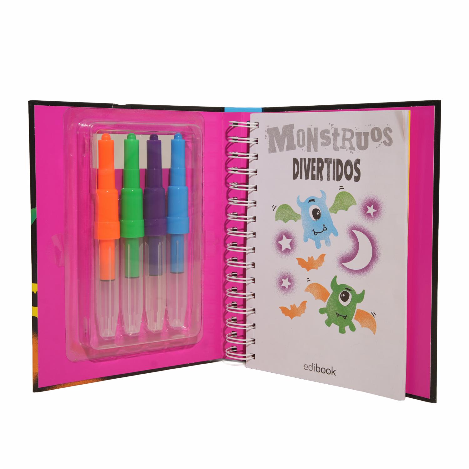 Libro Set Arte Con Espray Monstruos Divertidos EDIBOOK 48 Páginas