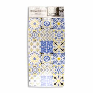 Papel Adhesivo De Pared Tipo Mosaico Azul Y Blanco QI JIA 30 X 60 Cm