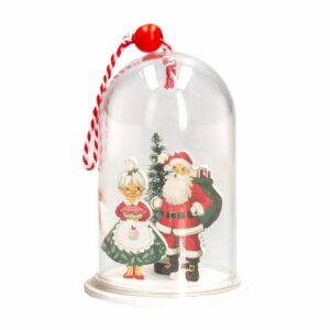 Campana Navideña Transparente Pareja Santa Y Árbol JOY Unidad